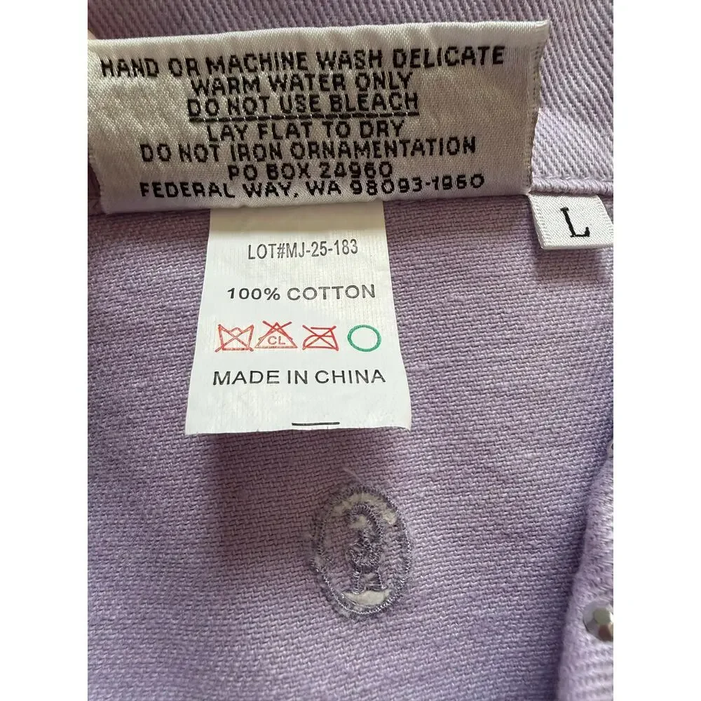 Christine Alexander Purple Denim Jacket Embellished Swarovski Crystal Rhinestone